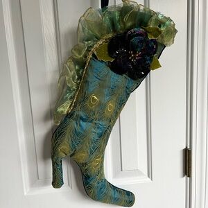 NWT Peacock Blue High Heel Christmas Stocking